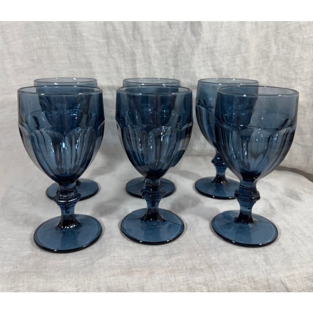 Vintage Libbey Duratuff Gibraltar Dusky Blue Goblet